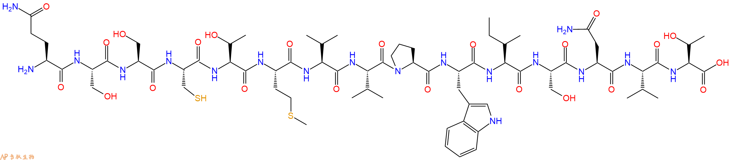 专肽生物产品H2N-Gln-Ser-Ser-Cys-Thr-Met-Val-Val-Pro-Trp-Ile-Ser-Asn-Val-Thr-OH