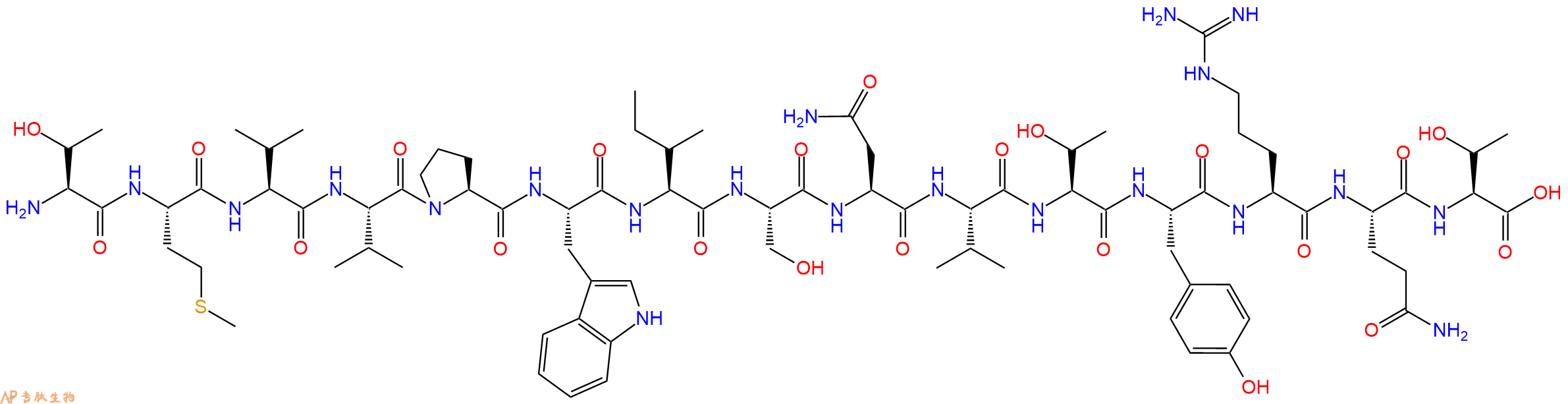 专肽生物产品H2N-Thr-Met-Val-Val-Pro-Trp-Ile-Ser-Asn-Val-Thr-Tyr-Arg-Gln-Thr-OH