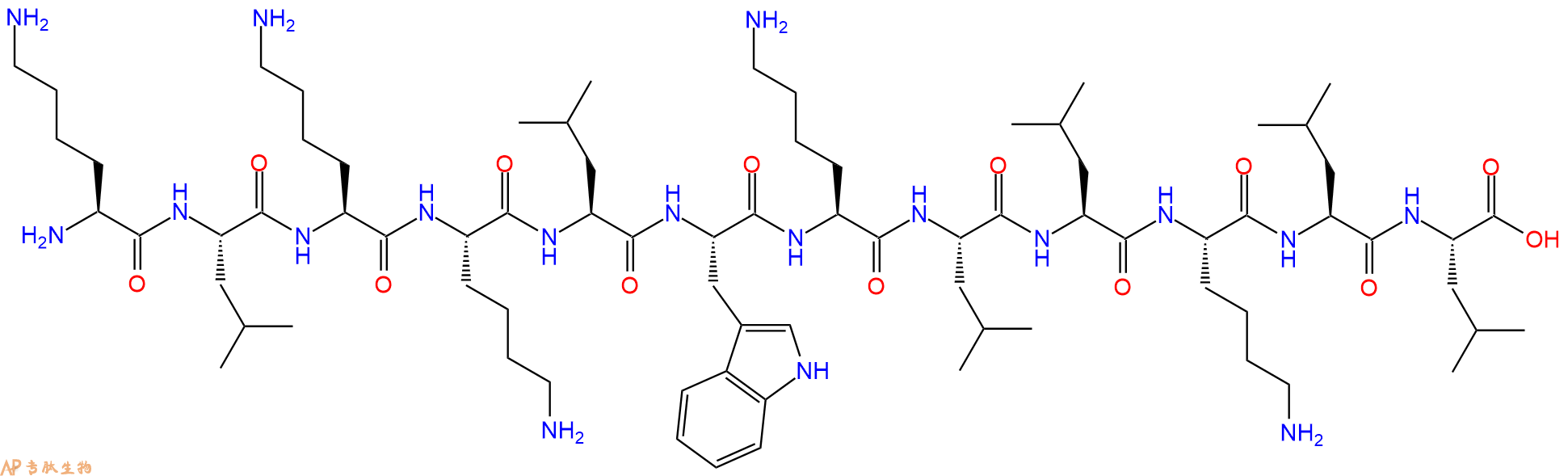 专肽生物产品H2N-Lys-Leu-Lys-Lys-Leu-Trp-Lys-Leu-Leu-Lys-Leu-Leu-OH