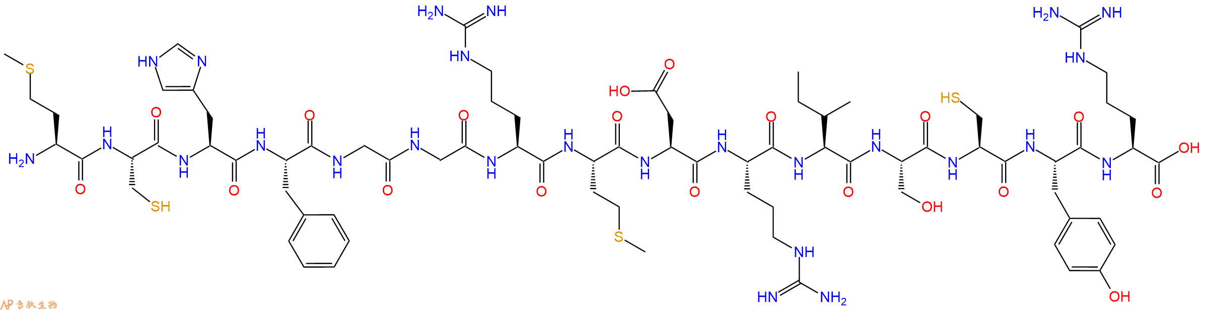 专肽生物产品H2N-Met-Cys-His-Phe-Gly-Gly-Arg-Met-Asp-Arg-Ile-Ser-Cys-Tyr-Arg-OH