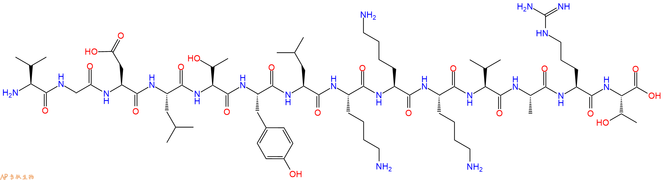 专肽生物产品H2N-Val-Gly-Asp-Leu-Thr-Tyr-Leu-Lys-Lys-Lys-Val-Ala-Arg-Thr-OH