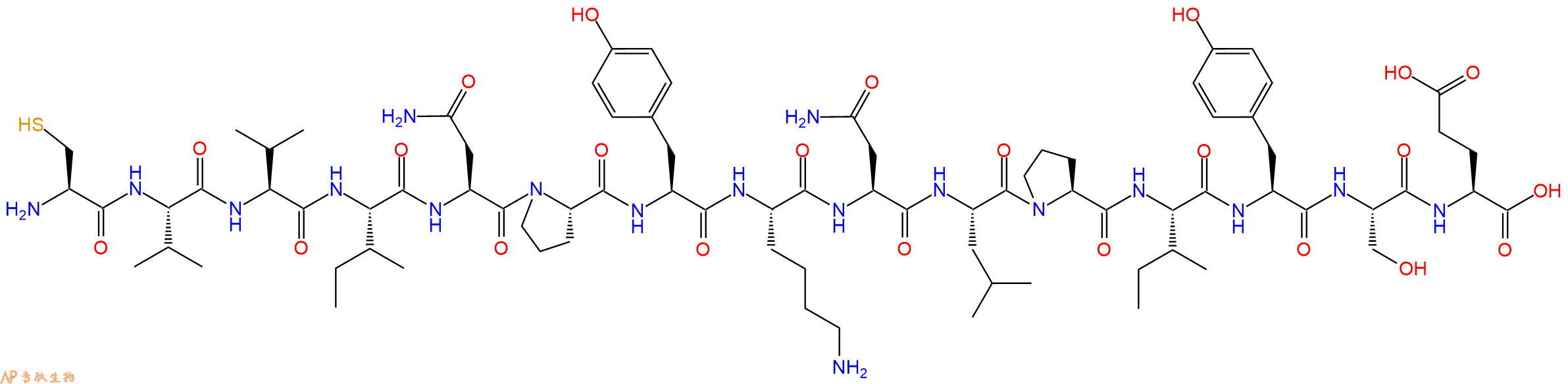 专肽生物产品H2N-Cys-Val-Val-Ile-Asn-Pro-Tyr-Lys-Asn-Leu-Pro-Ile-Tyr-Ser-Glu-OH