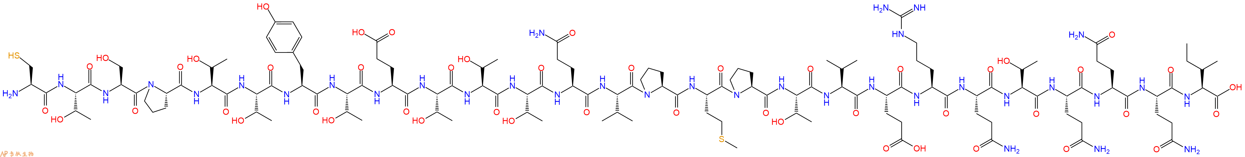 专肽生物产品H2N-Cys-Thr-Ser-Pro-Thr-Thr-Tyr-Thr-Glu-Thr-Thr-Thr-Gln-Val-Pro-Met-Pro-Thr-Val-Glu-Arg-Gln-Thr-Gln-Gln-Gln-Ile-OH