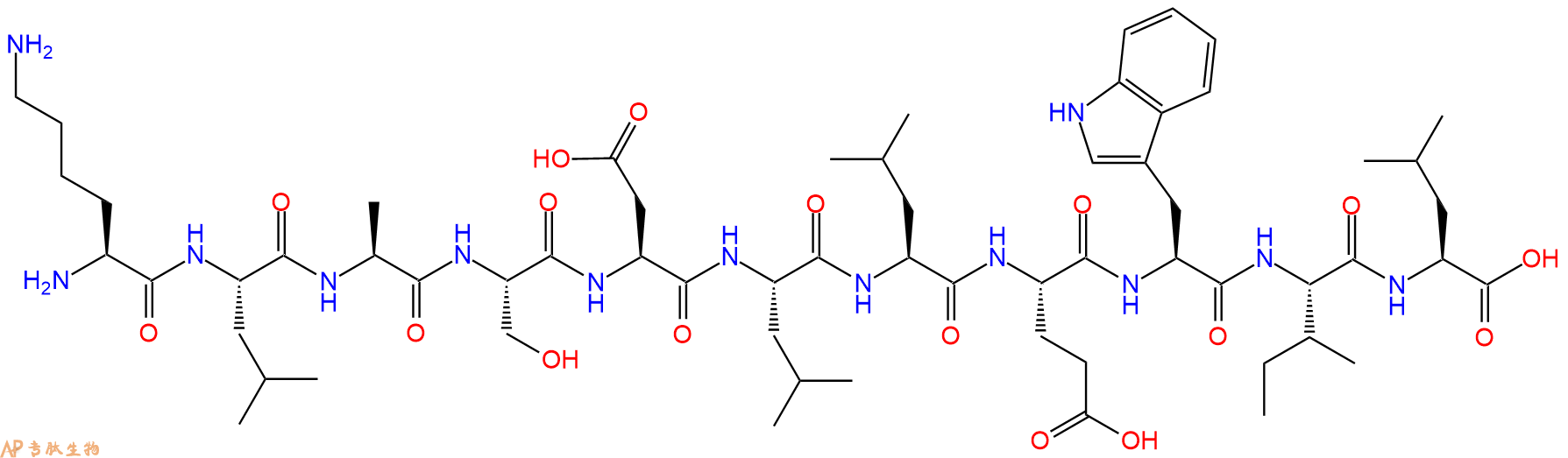 专肽生物产品H2N-Lys-Leu-Ala-Ser-Asp-Leu-Leu-Glu-Trp-Ile-Leu-OH