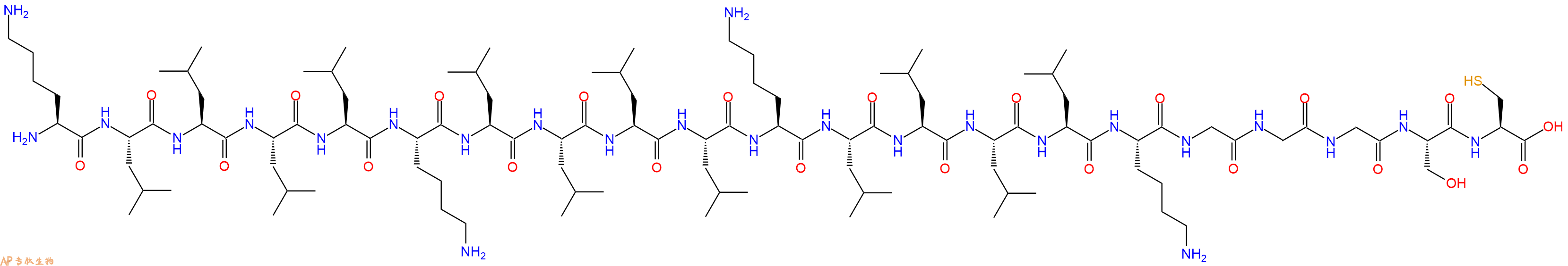专肽生物产品H2N-Lys-Leu-Leu-Leu-Leu-Lys-Leu-Leu-Leu-Leu-Lys-Leu-Leu-Leu-Leu-Lys-Gly-Gly-Gly-Ser-Cys-OH