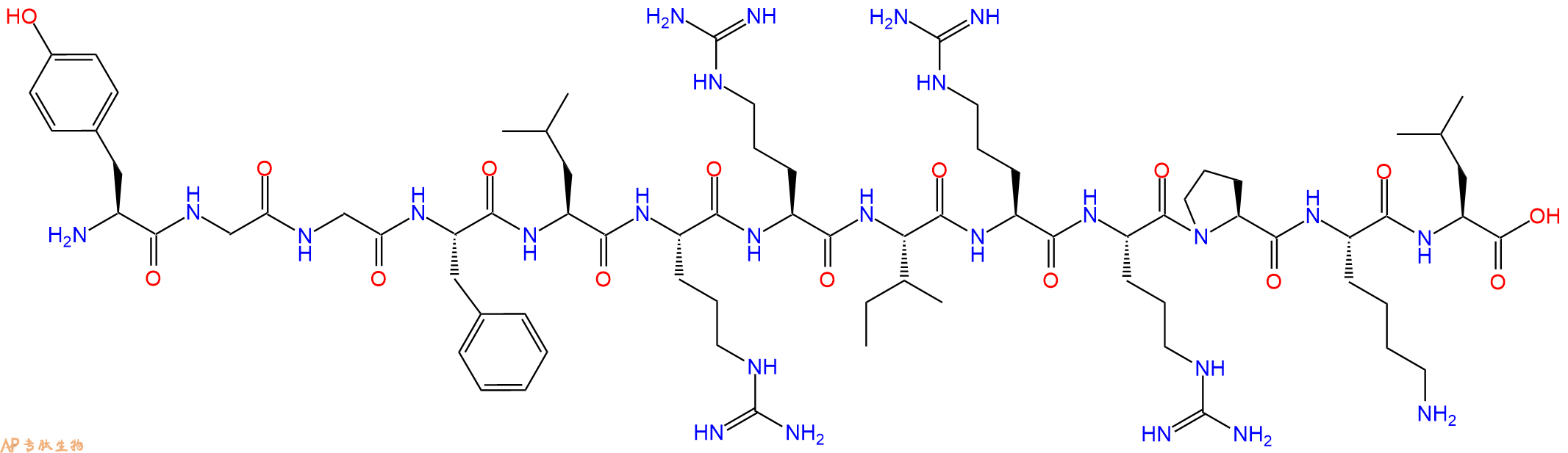 专肽生物产品H2N-Tyr-Gly-Gly-Phe-Leu-Arg-Arg-Ile-Arg-Arg-Pro-Lys-Leu-OH