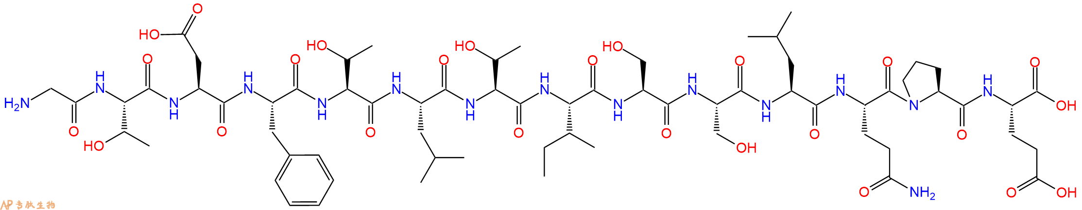 专肽生物产品H2N-Gly-Thr-Asp-Phe-Thr-Leu-Thr-Ile-Ser-Ser-Leu-Gln-Pro-Glu-OH
