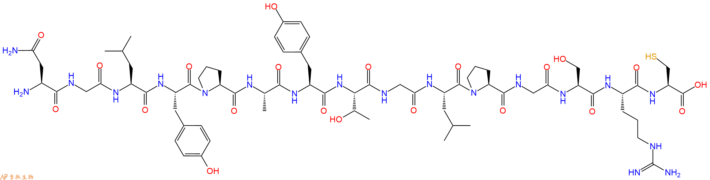 专肽生物产品H2N-Asn-Gly-Leu-Tyr-Pro-Ala-Tyr-Thr-Gly-Leu-Pro-Gly-Ser-Arg-Cys-OH