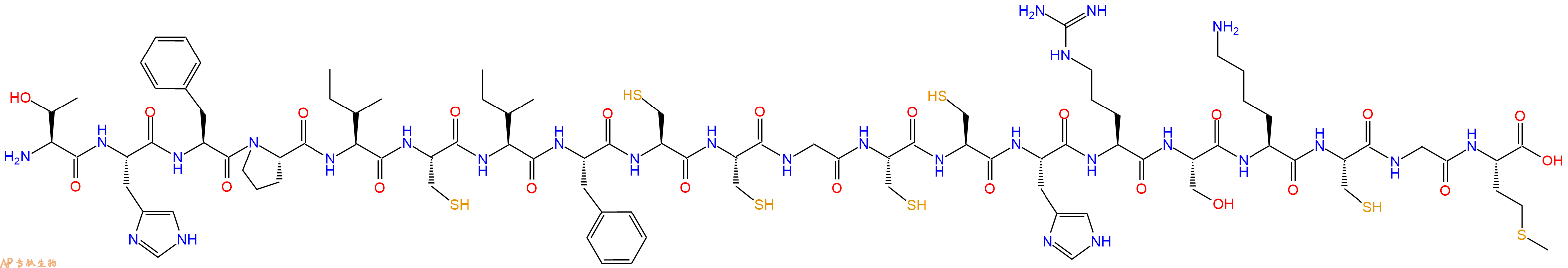 专肽生物产品H2N-Thr-His-Phe-Pro-Ile-Cys-Ile-Phe-Cys-Cys-Gly-Cys-Cys-His-Arg-Ser-Lys-Cys-Gly-Met-OH