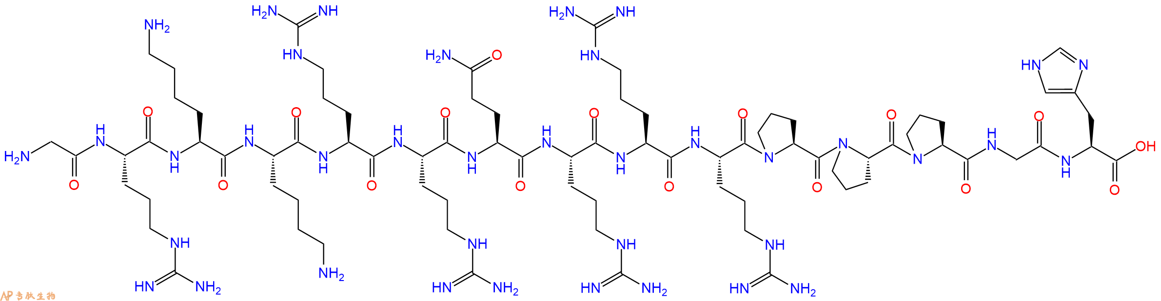 专肽生物产品H2N-Gly-Arg-Lys-Lys-Arg-Arg-Gln-Arg-Arg-Arg-Pro-Pro-Pro-Gly-His-OH