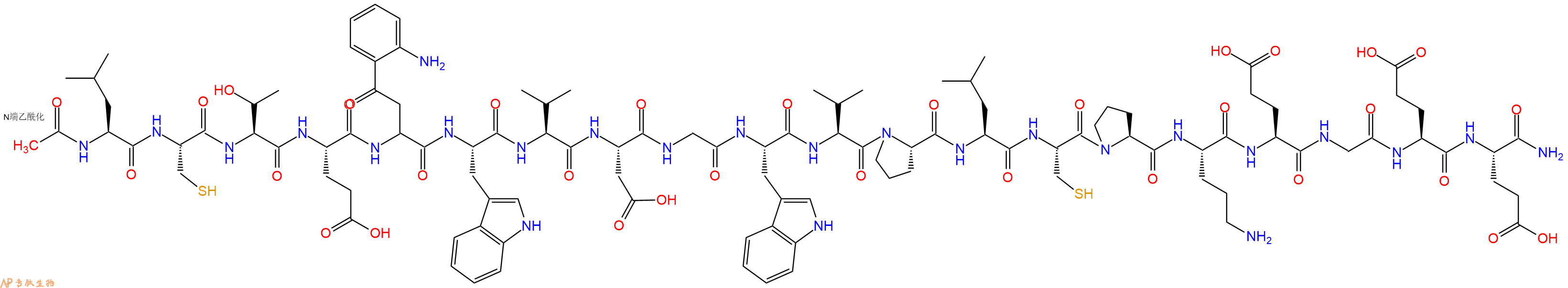 专肽生物产品Ac-Leu-Cys-Thr-Glu-Kynurenine-Trp-Val-Asp-Gly-Trp-Val-Pro-Leu-Cys-Pro-Orn-Glu-Gly-Glu-Glu-CONH2