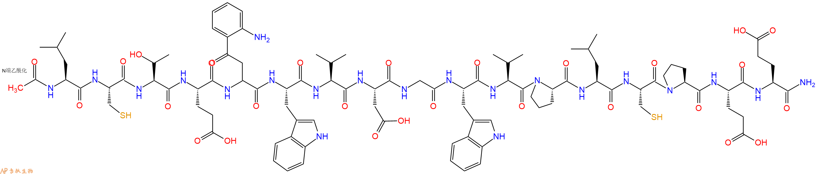 专肽生物产品Ac-Leu-Cys-Thr-Glu-Kynurenine-Trp-Val-Asp-Gly-Trp-Val-Pro-Leu-Cys-Pro-Glu-Glu-CONH2