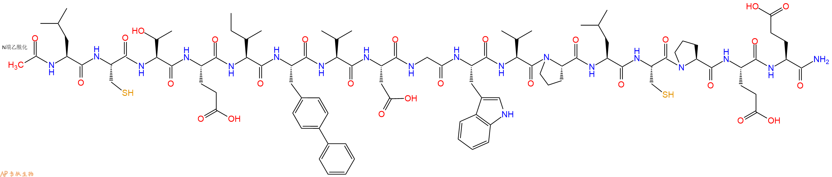 专肽生物产品Ac-Leu-Cys-Thr-Glu-Ile-Bip-Val-Asp-Gly-Trp-Val-Pro-Leu-Cys-Pro-Glu-Glu-CONH2