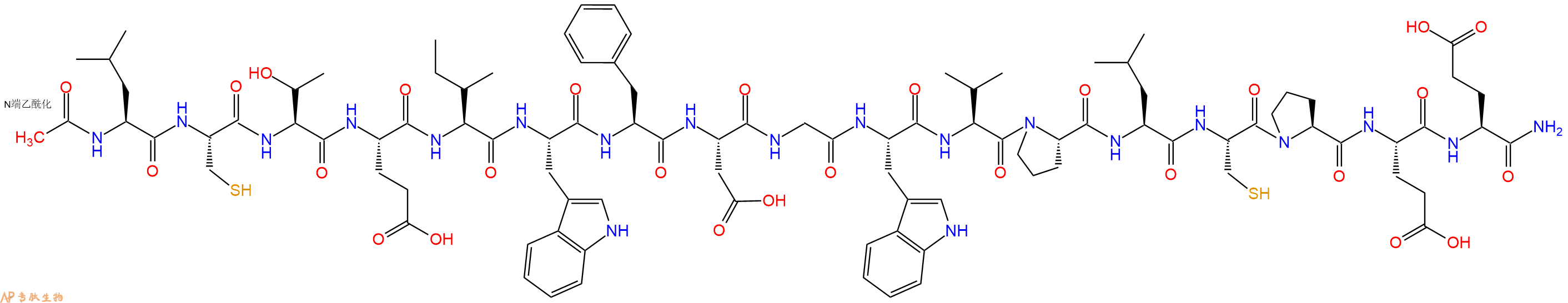 专肽生物产品Ac-Leu-Cys-Thr-Glu-Ile-Trp-Phe-Asp-Gly-Trp-Val-Pro-Leu-Cys-Pro-Glu-Glu-CONH2