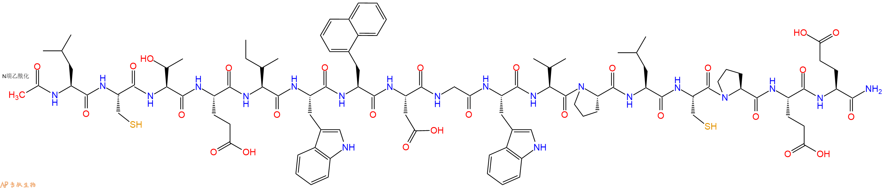 专肽生物产品Ac-Leu-Cys-Thr-Glu-Ile-Trp-1Nal-Asp-Gly-Trp-Val-Pro-Leu-Cys-Pro-Glu-Glu-CONH2