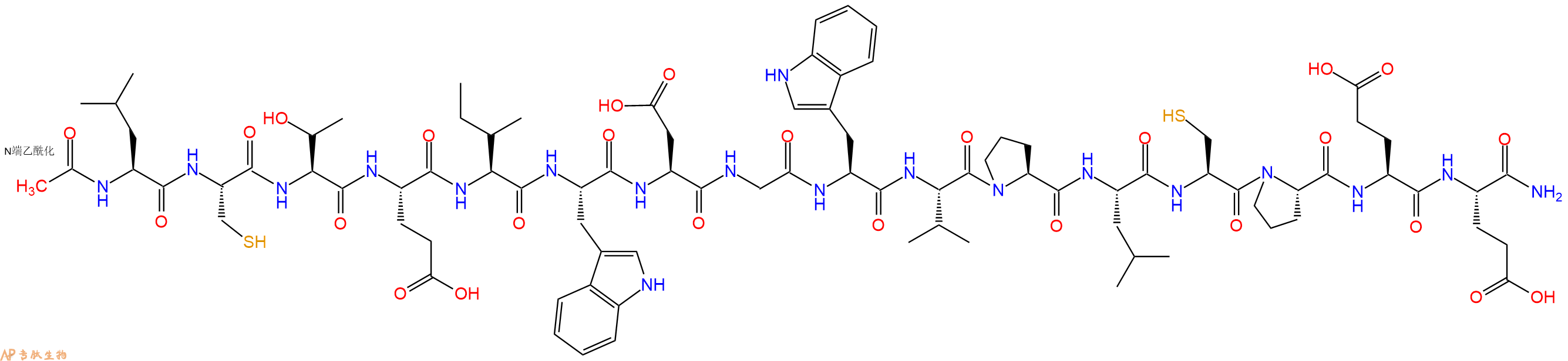 专肽生物产品Ac-Leu-Cys-Thr-Glu-Ile-Trp-Asp-Gly-Trp-Val-Pro-Leu-Cys-Pro-Glu-Glu-CONH2