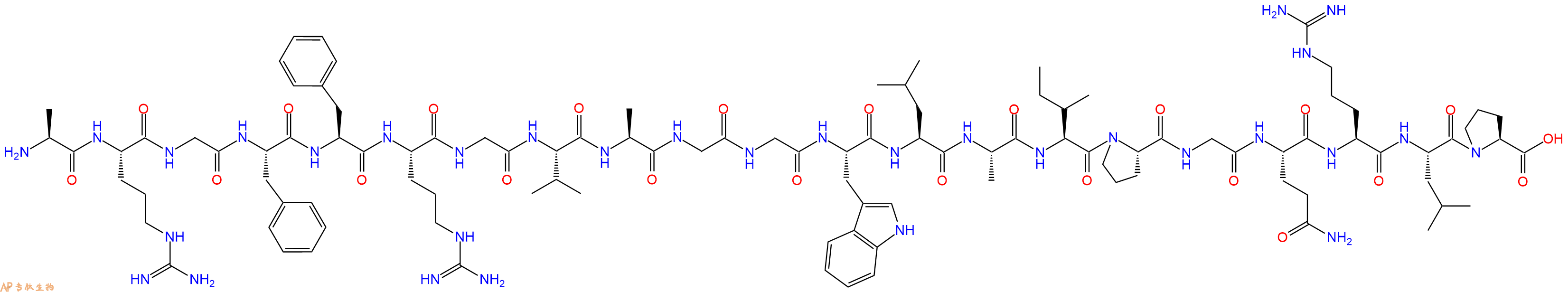 专肽生物产品H2N-Ala-Arg-Gly-Phe-Phe-Arg-Gly-Val-Ala-Gly-Gly-Trp-Leu-Ala-Ile-Pro-Gly-Gln-Arg-Leu-Pro-OH