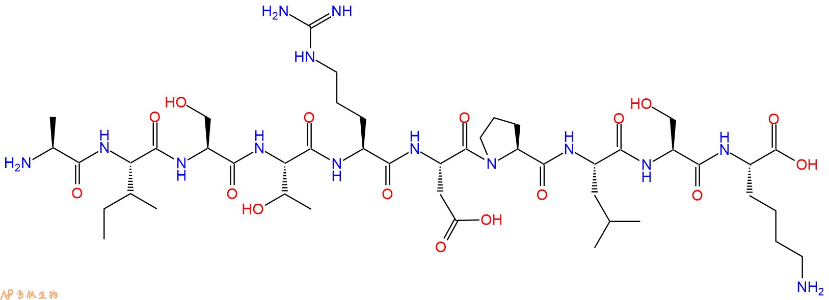 专肽生物产品H2N-Ala-Ile-Ser-Thr-Arg-Asp-Pro-Leu-Ser-Lys-OH