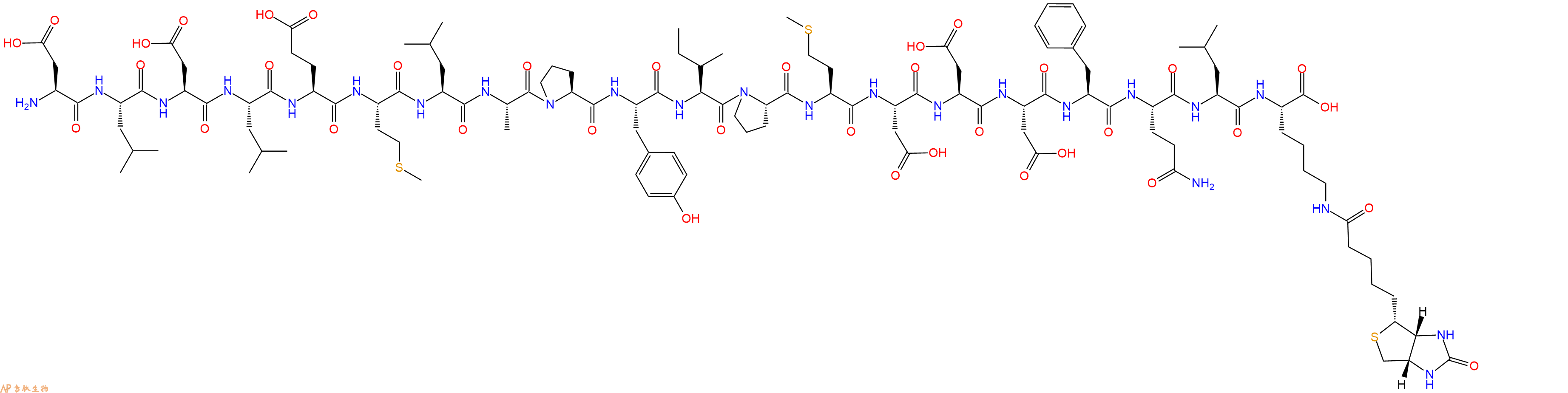 专肽生物产品H2N-Asp-Leu-Asp-Leu-Glu-Met-Leu-Ala-Pro-Tyr-Ile-Pro-Met-Asp-Asp-Asp-Phe-Gln-Leu-Lys(Biotin)-OH