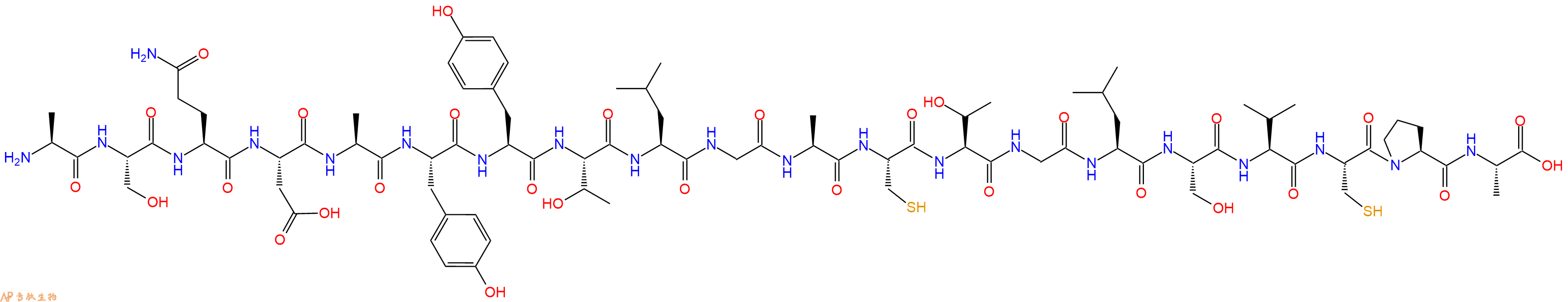 专肽生物产品H2N-Ala-Ser-Gln-Asp-Ala-Tyr-Tyr-Thr-Leu-Gly-Ala-Cys-Thr-Gly-Leu-Ser-Val-Cys-Pro-Ala-OH