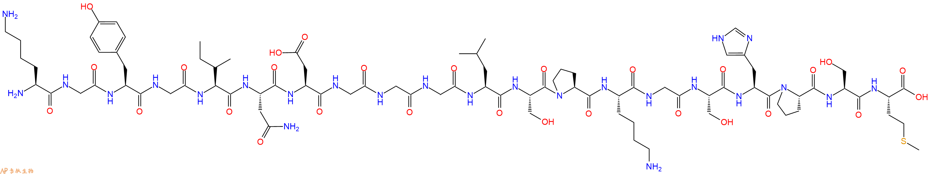 专肽生物产品H2N-Lys-Gly-Tyr-Gly-Ile-Asn-Asp-Gly-Gly-Gly-Leu-Ser-Pro-Lys-Gly-Ser-His-Pro-Ser-Met-OH