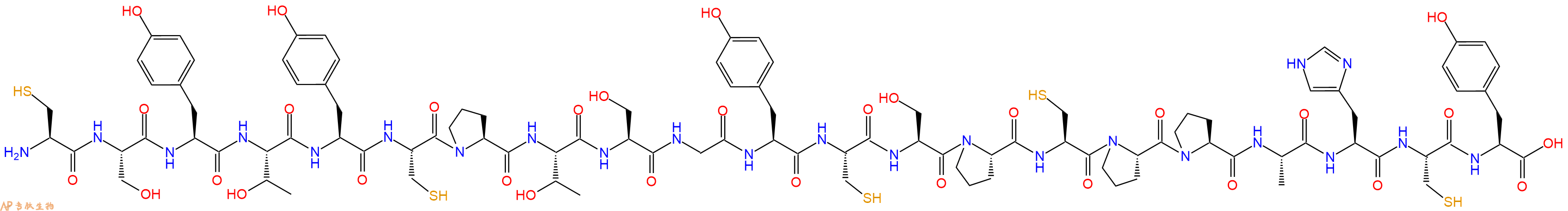 专肽生物产品H2N-Cys-Ser-Tyr-Thr-Tyr-Cys-Pro-Thr-Ser-Gly-Tyr-Cys-Ser-Pro-Cys-Pro-Pro-Ala-His-Cys-Tyr-OH
