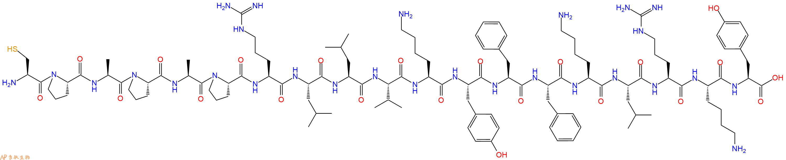 专肽生物产品H2N-Cys-Pro-Ala-Pro-Ala-Pro-Arg-Leu-Leu-Val-Lys-Tyr-Phe-Phe-Lys-Leu-Arg-Lys-Tyr-OH