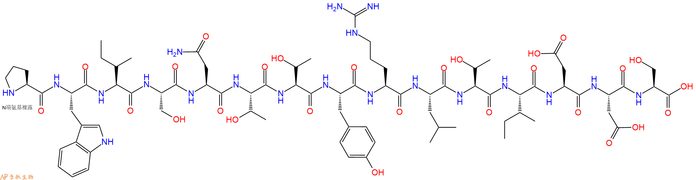 专肽生物产品H2N-Pro-Trp-Ile-Ser-Asn-Thr-Thr-Tyr-Arg-Leu-Thr-Ile-Asp-Asp-Ser-OH