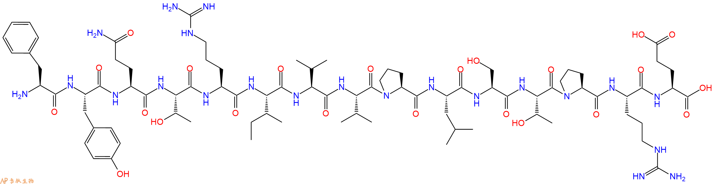 专肽生物产品H2N-Phe-Tyr-Gln-Thr-Arg-Ile-Val-Val-Pro-Leu-Ser-Thr-Pro-Arg-Glu-OH