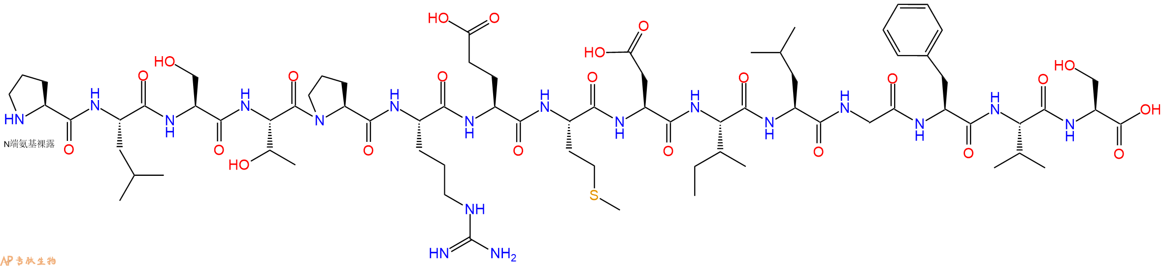 专肽生物产品H2N-Pro-Leu-Ser-Thr-Pro-Arg-Glu-Met-Asp-Ile-Leu-Gly-Phe-Val-Ser-OH