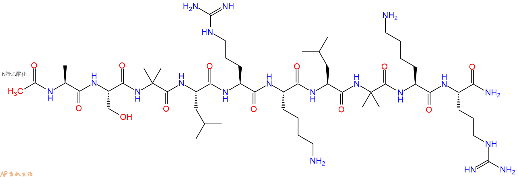 专肽生物产品Ac-Ala-Ser-Aib-Leu-Arg-Lys-Leu-Aib-Lys-Arg-CONH2