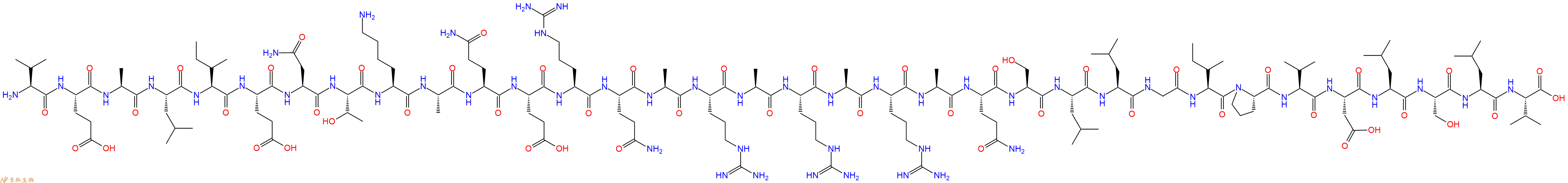 专肽生物产品H2N-Val-Glu-Ala-Leu-Ile-Glu-Asn-Thr-Lys-Ala-Gln-Glu-Arg-Gln-Ala-Arg-Ala-Arg-Ala-Arg-Ala-Gln-Ser-Leu-Leu-Gly-Ile-Pro-Val-Asp-Leu-Ser-Leu-Val-OH