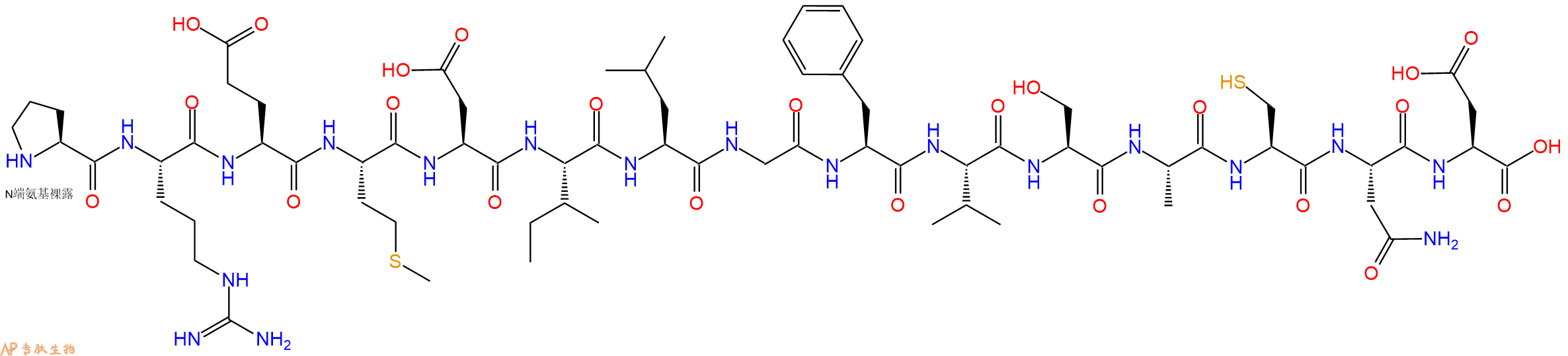专肽生物产品H2N-Pro-Arg-Glu-Met-Asp-Ile-Leu-Gly-Phe-Val-Ser-Ala-Cys-Asn-Asp-OH