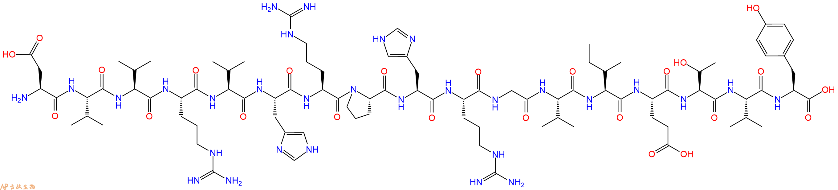 专肽生物产品H2N-Asp-Val-Val-Arg-Val-His-Arg-Pro-His-Arg-Gly-Val-Ile-Glu-Thr-Val-Tyr-OH