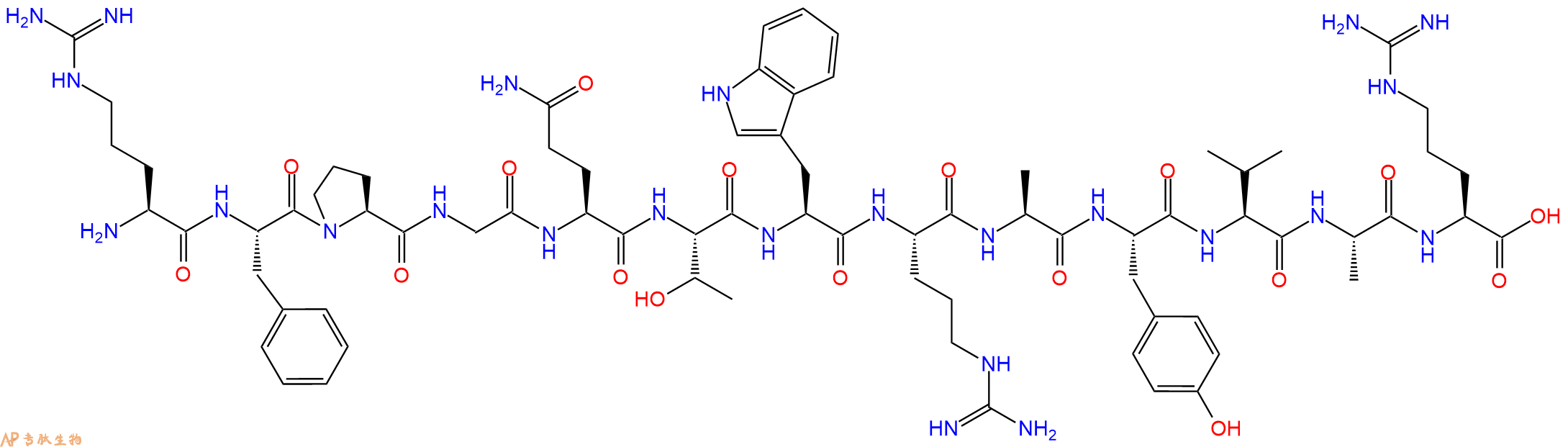 专肽生物产品H2N-Arg-Phe-Pro-Gly-Gln-Thr-Trp-Arg-Ala-Tyr-Val-Ala-Arg-OH