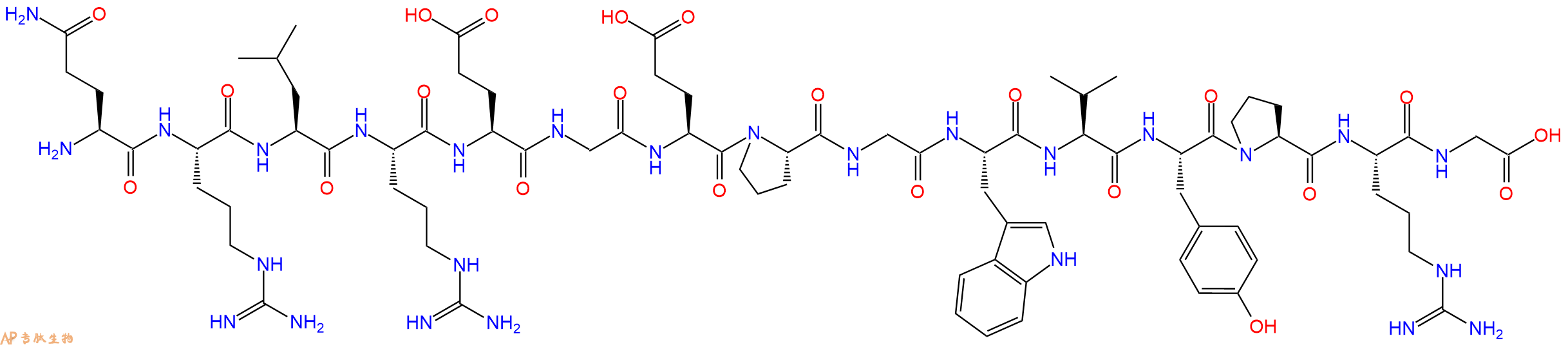 专肽生物产品H2N-Gln-Arg-Leu-Arg-Glu-Gly-Glu-Pro-Gly-Trp-Val-Tyr-Pro-Arg-Gly-OH