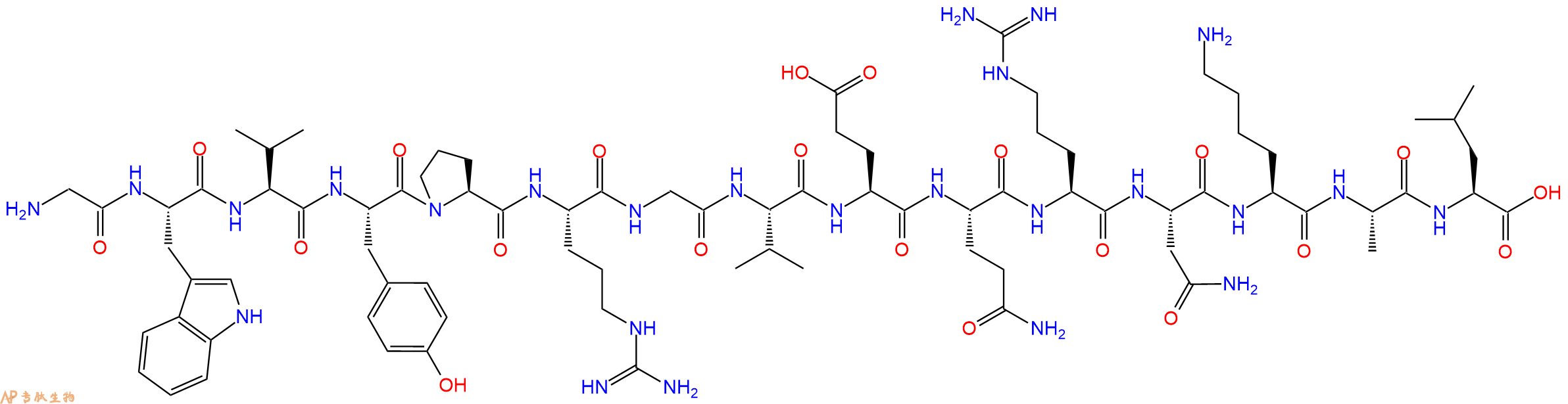 专肽生物产品H2N-Gly-Trp-Val-Tyr-Pro-Arg-Gly-Val-Glu-Gln-Arg-Asn-Lys-Ala-Leu-OH