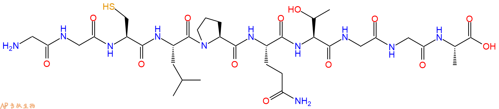 专肽生物产品H2N-Gly-Gly-Cys-Leu-Pro-Gln-Thr-Gly-Gly-Ala-OH