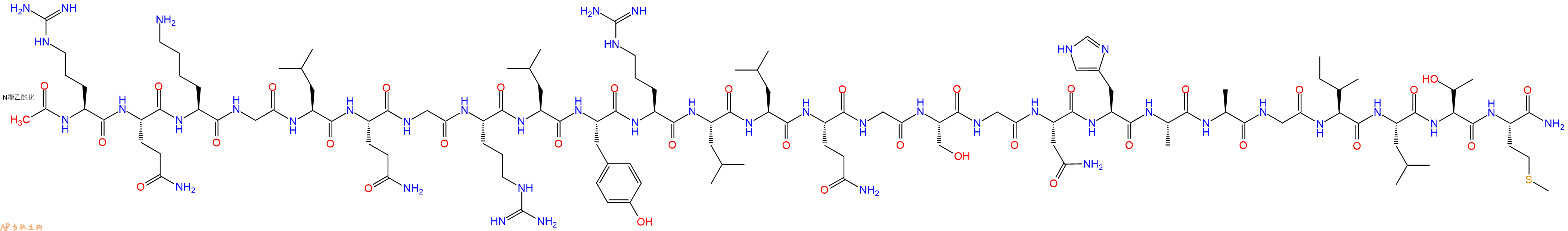 专肽生物产品Ac-Arg-Gln-Lys-Gly-Leu-Gln-Gly-Arg-Leu-Tyr-Arg-Leu-Leu-Gln-Gly-Ser-Gly-Asn-His-Ala-Ala-Gly-Ile-Leu-Thr-Met-CONH2