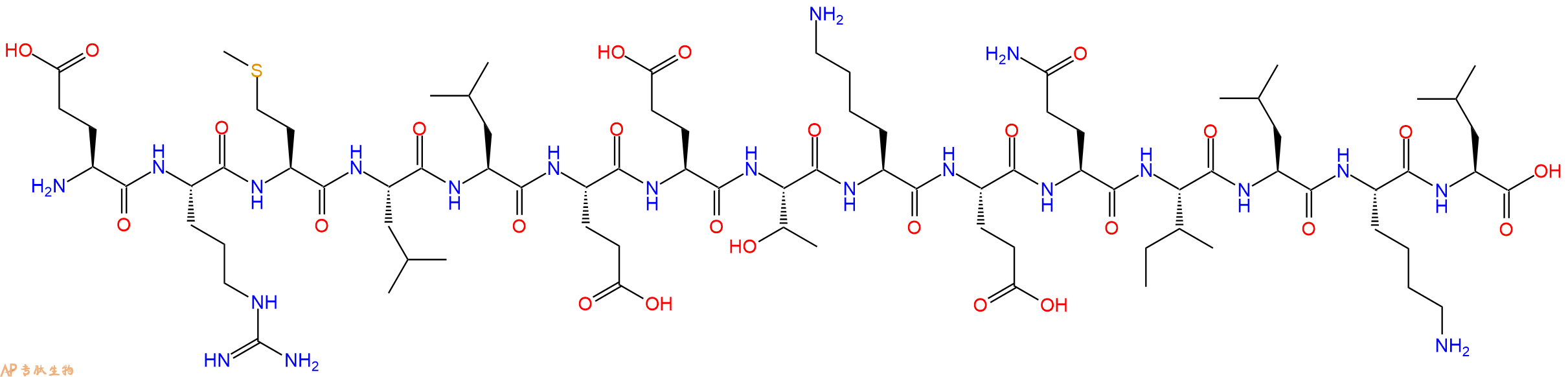 专肽生物产品H2N-Glu-Arg-Met-Leu-Leu-Glu-Glu-Thr-Lys-Glu-Gln-Ile-Leu-Lys-Leu-OH
