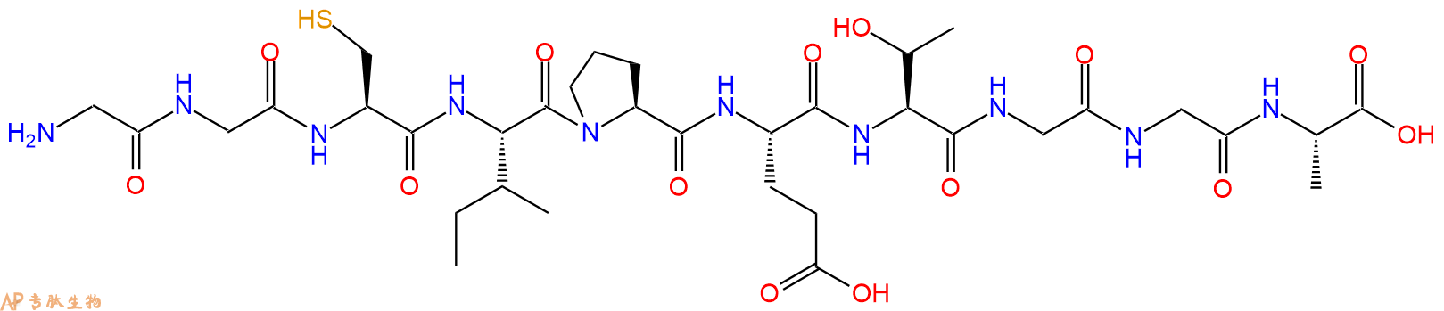 专肽生物产品H2N-Gly-Gly-Cys-Ile-Pro-Glu-Thr-Gly-Gly-Ala-OH