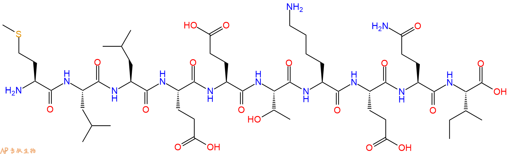 专肽生物产品H2N-Met-Leu-Leu-Glu-Glu-Thr-Lys-Glu-Gln-Ile-OH