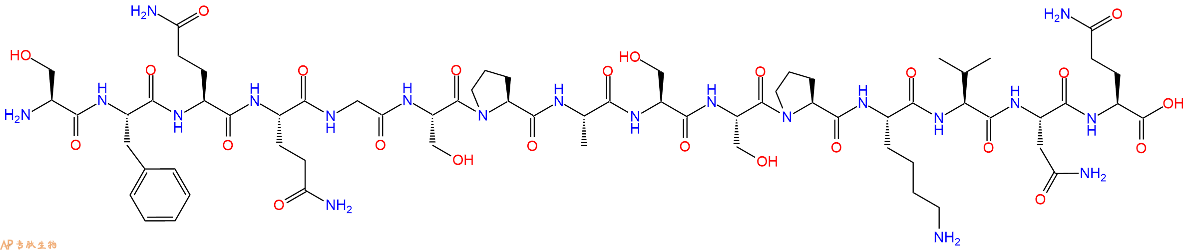 专肽生物产品H2N-Ser-Phe-Gln-Gln-Gly-Ser-Pro-Ala-Ser-Ser-Pro-Lys-Val-Asn-Gln-OH