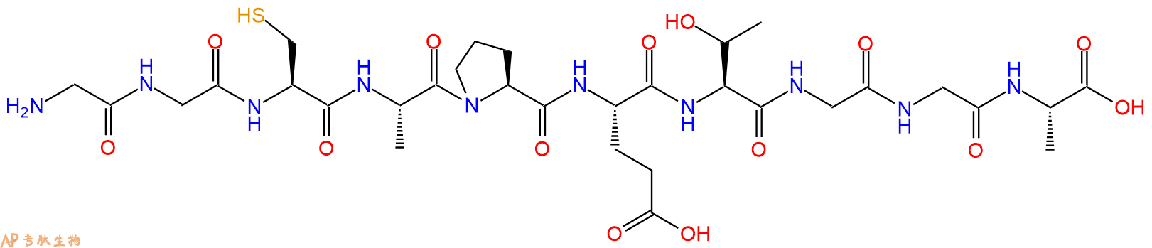 专肽生物产品H2N-Gly-Gly-Cys-Ala-Pro-Glu-Thr-Gly-Gly-Ala-OH