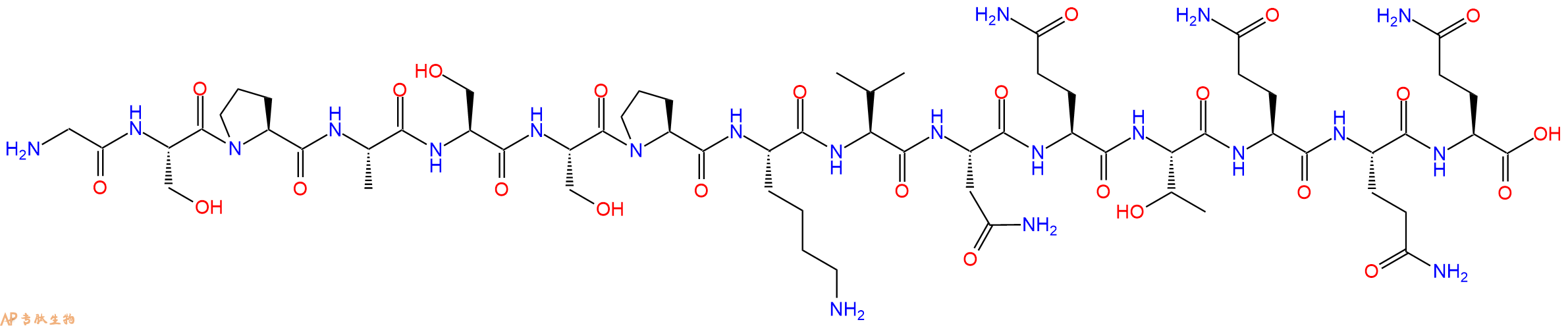 专肽生物产品H2N-Gly-Ser-Pro-Ala-Ser-Ser-Pro-Lys-Val-Asn-Gln-Thr-Gln-Gln-Gln-OH