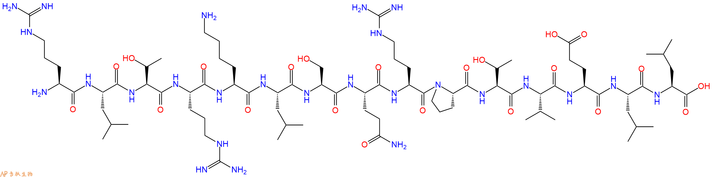 专肽生物产品H2N-Arg-Leu-Thr-Arg-Lys-Leu-Ser-Gln-Arg-Pro-Thr-Val-Glu-Leu-Leu-OH