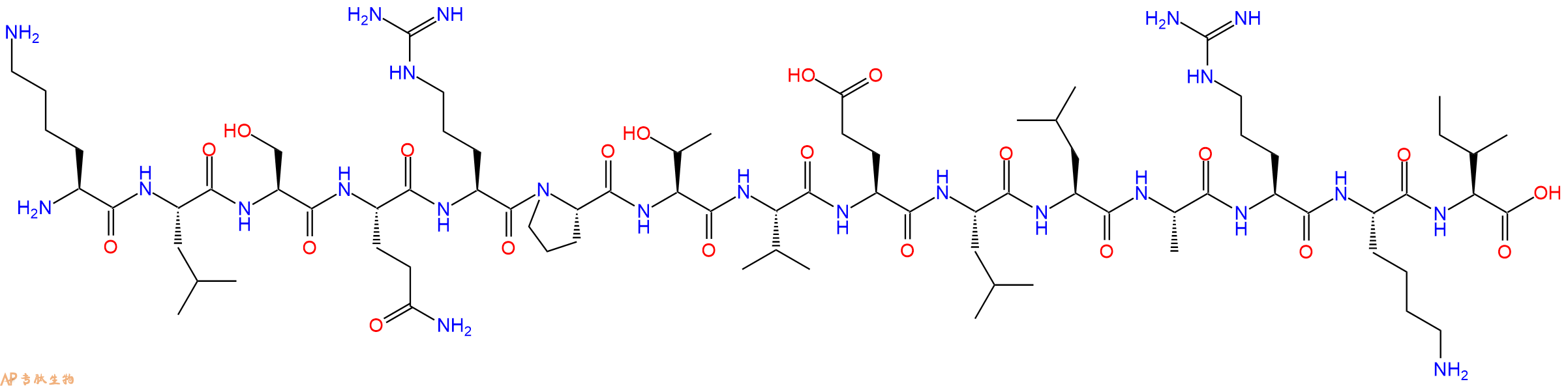 专肽生物产品H2N-Lys-Leu-Ser-Gln-Arg-Pro-Thr-Val-Glu-Leu-Leu-Ala-Arg-Lys-Ile-OH