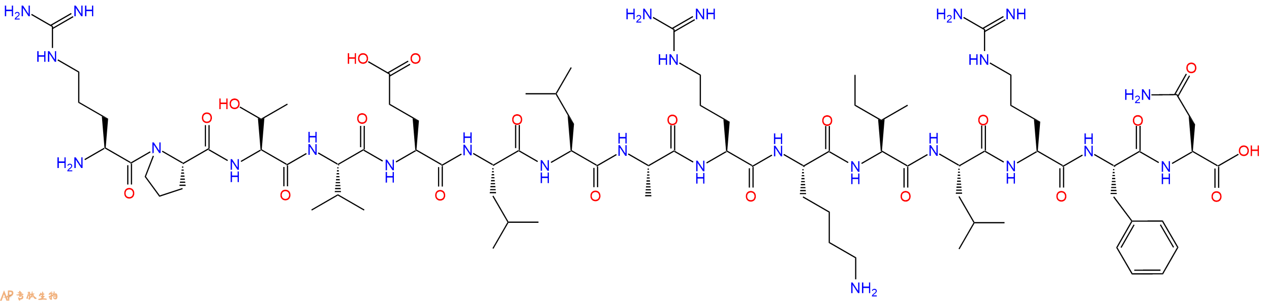 专肽生物产品H2N-Arg-Pro-Thr-Val-Glu-Leu-Leu-Ala-Arg-Lys-Ile-Leu-Arg-Phe-Asn-OH