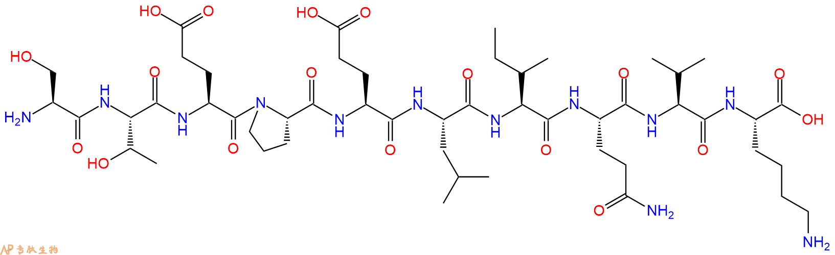 专肽生物产品H2N-Ser-Thr-Glu-Pro-Glu-Leu-Ile-Gln-Val-Lys-OH