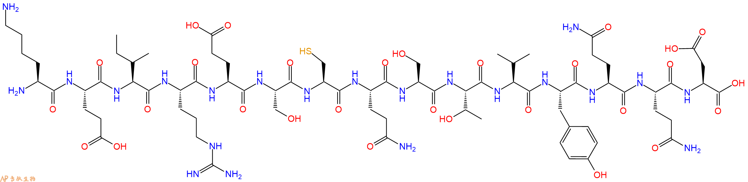 专肽生物产品H2N-Lys-Glu-Ile-Arg-Glu-Ser-Cys-Gln-Ser-Thr-Val-Tyr-Gln-Gln-Asp-OH